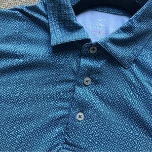 Southern Tide Men’s Performance Polo – Blue Microprint Pattern – Size Large